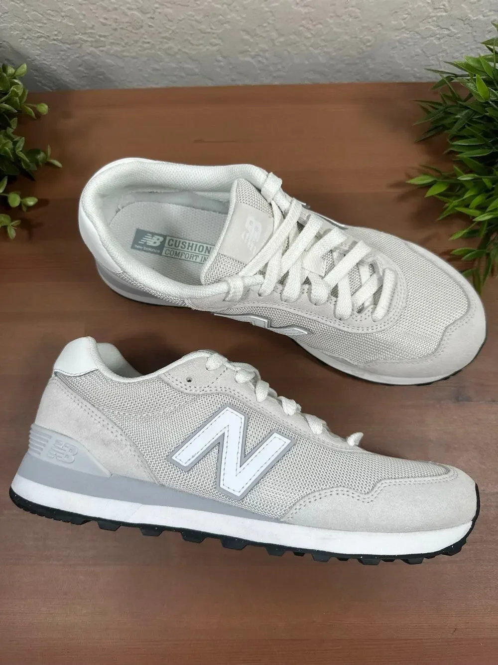 New Balance Women's 515 White Aluminum Grey Suede Sneakers 9
